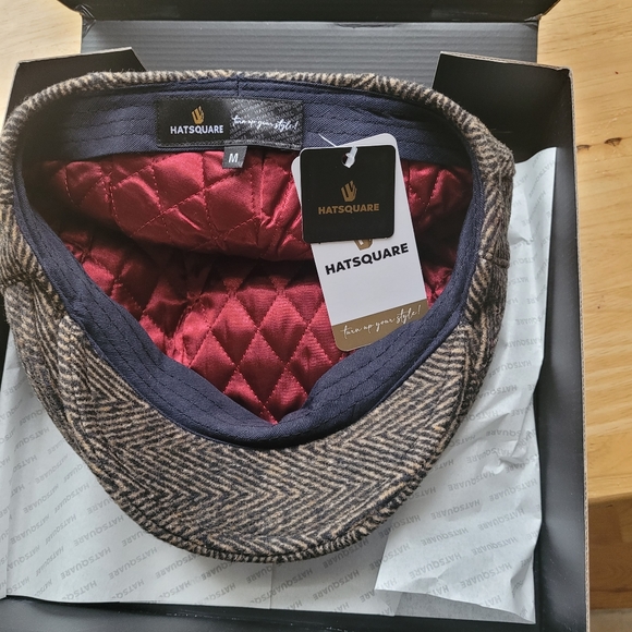 Milky Brown Herringbone Wool Flat Cap size Medium - Picture 5 of 9